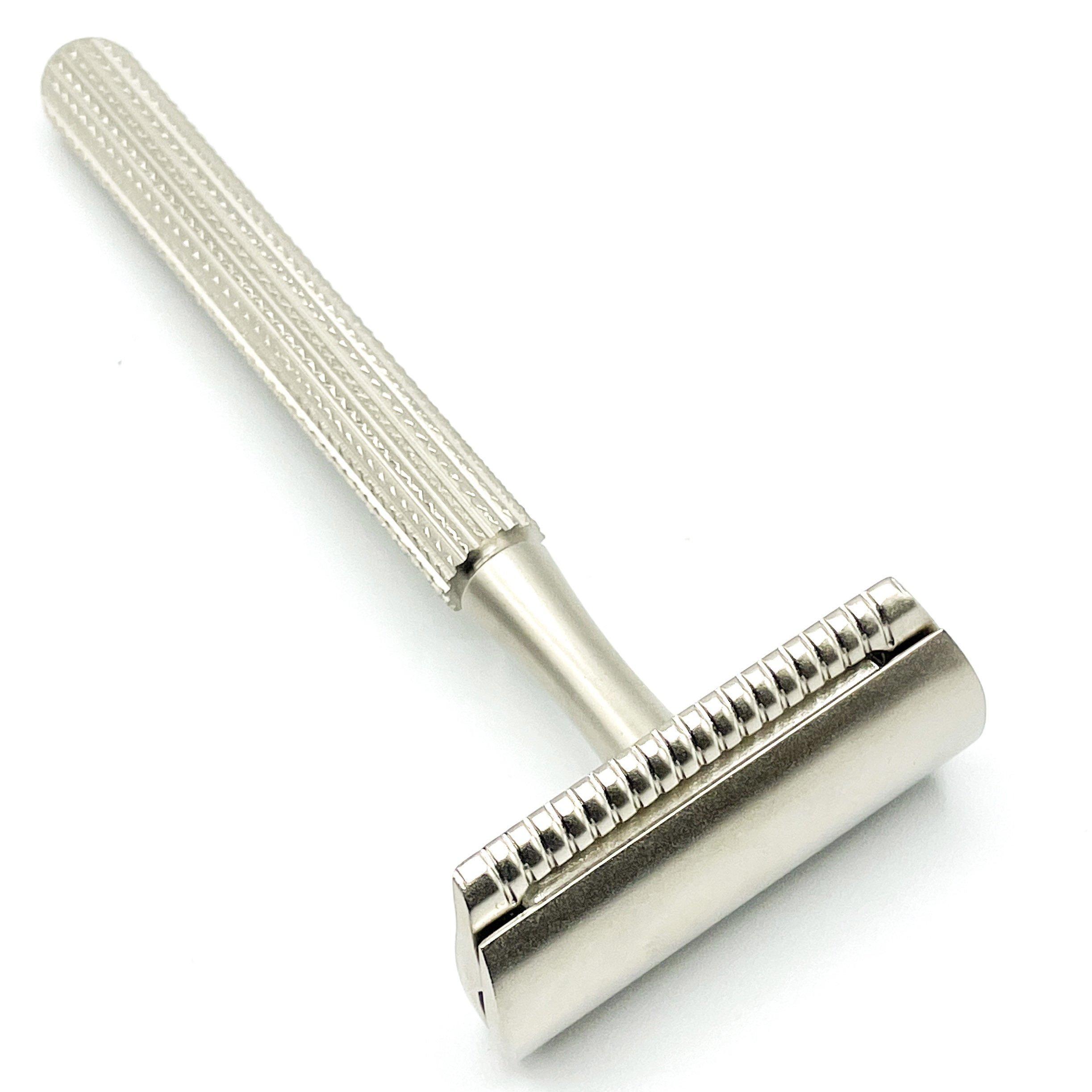 Parker Unisex Textured Long Handle Three piece Safety Razor with new head