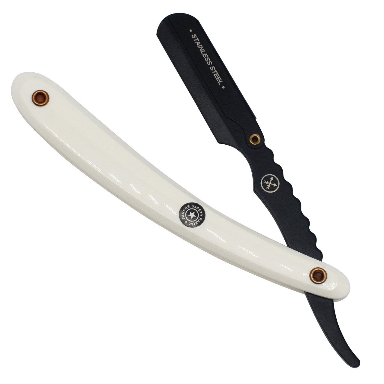 White ABS Handle Clip Type Black Blade Holder Barber/Straight Razor