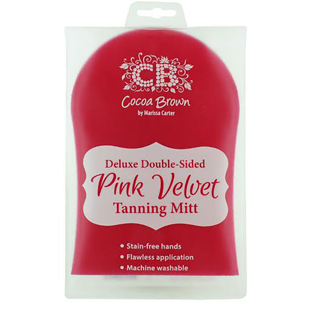 Cocoa Brown deluxe doublesided pink velvet tanning mitt